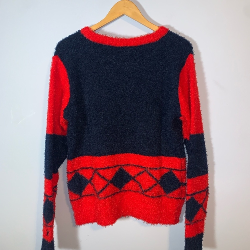 KLEW Boston red socks argyle licensed Cozy Red navy Sweater fair isle L NWT - Picture 3 of 7
